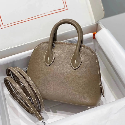 Handmade Shell Mini Bag Women's Leather Handbag Cowhide Leather Retro European Style Zipper Opening Daily Match Single Strap Meera Meera