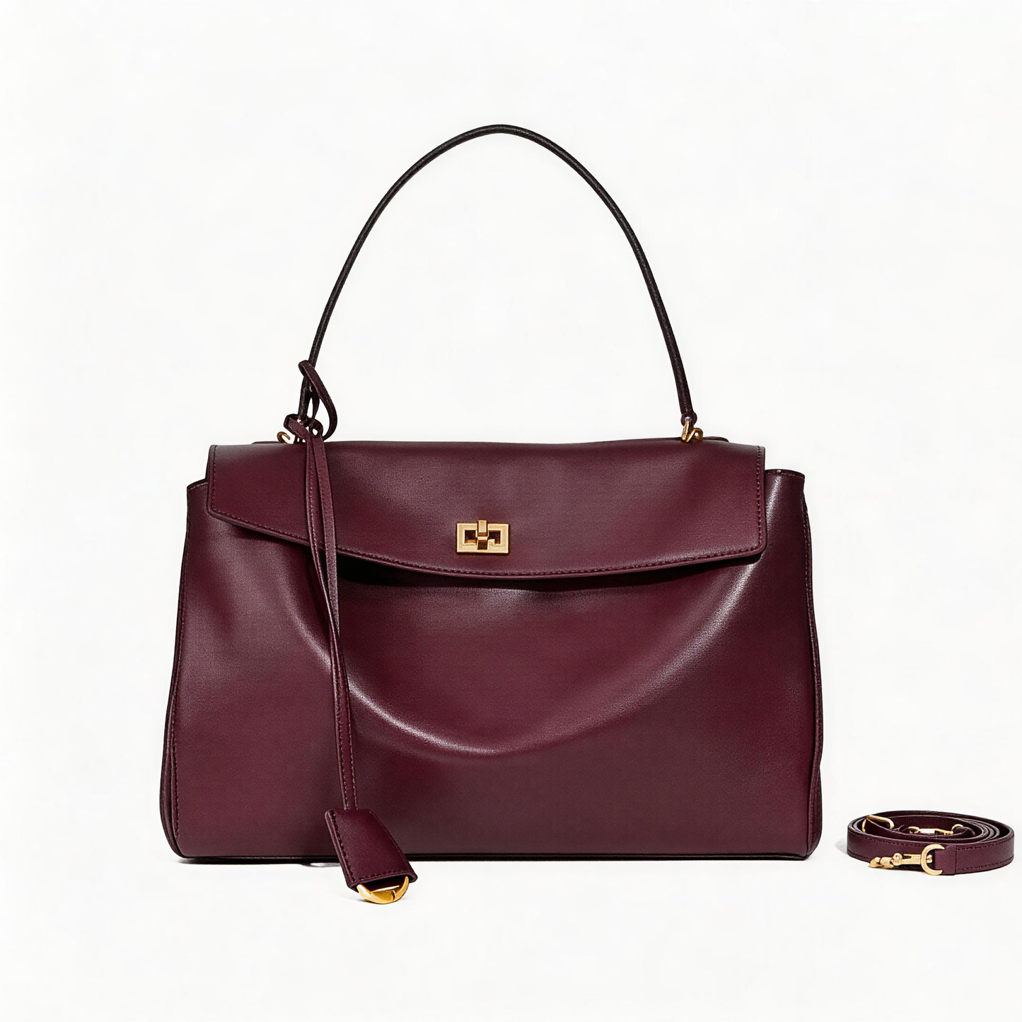 Meera Meera Rodeo Gold Buckle Leather Tote Meera Meera