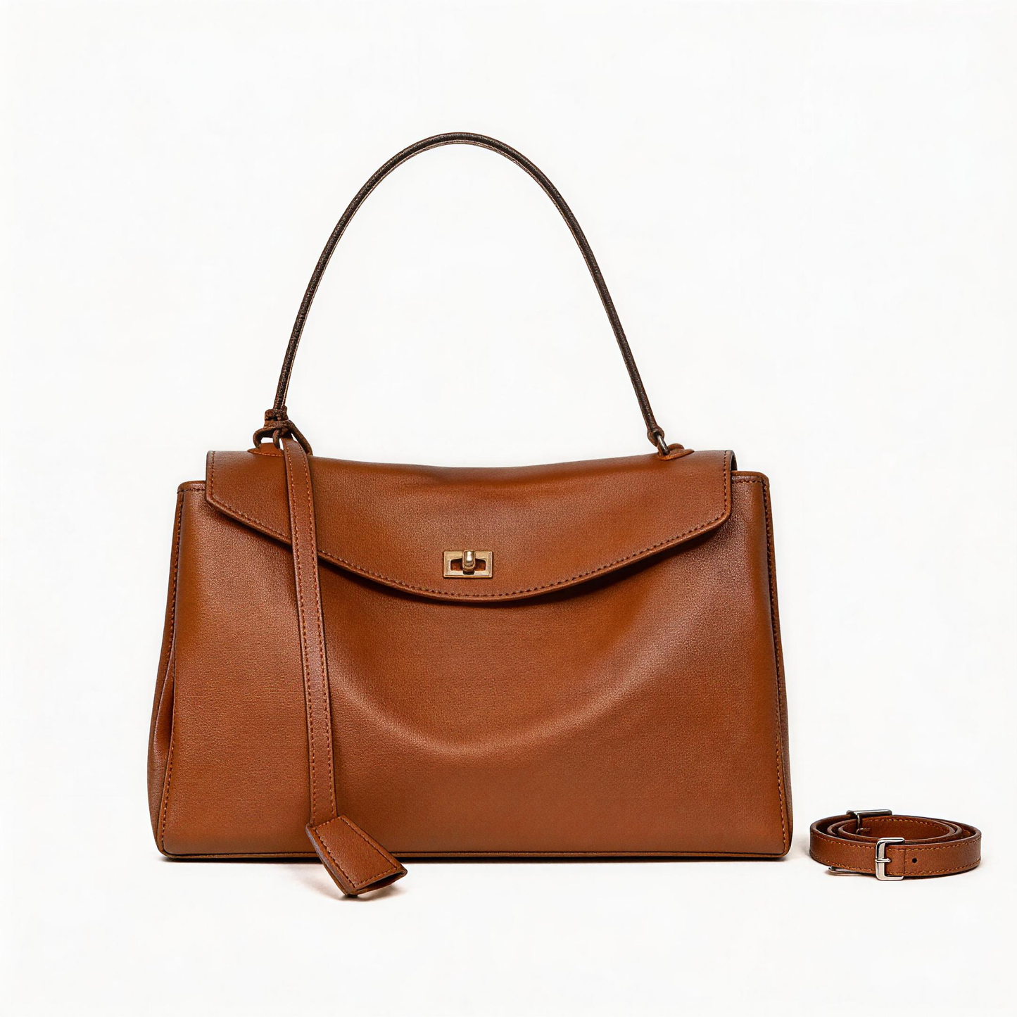 Meera Meera Rodeo Gold Buckle Leather Tote Meera Meera